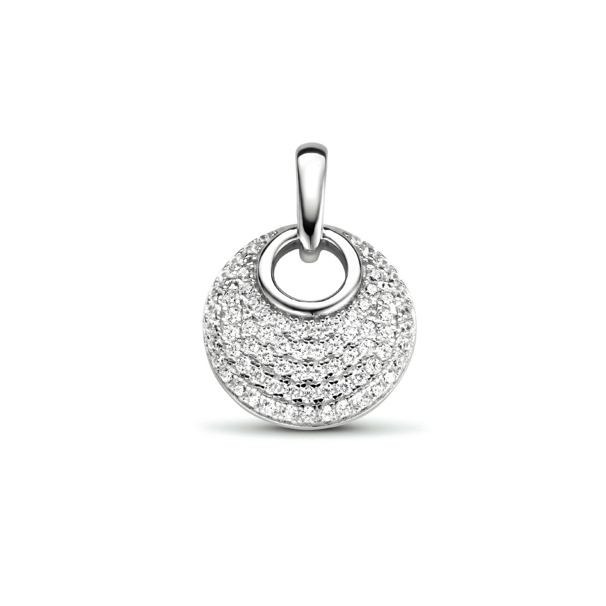 zilver gerhodineerd hanger rondje zirkonia 1334773 - PansiteNederland.nl