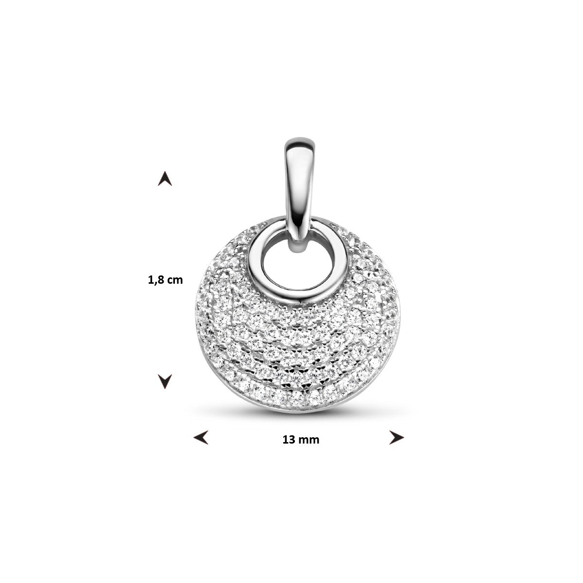 zilver gerhodineerd hanger rondje zirkonia 1334773 - PansiteNederland.nl