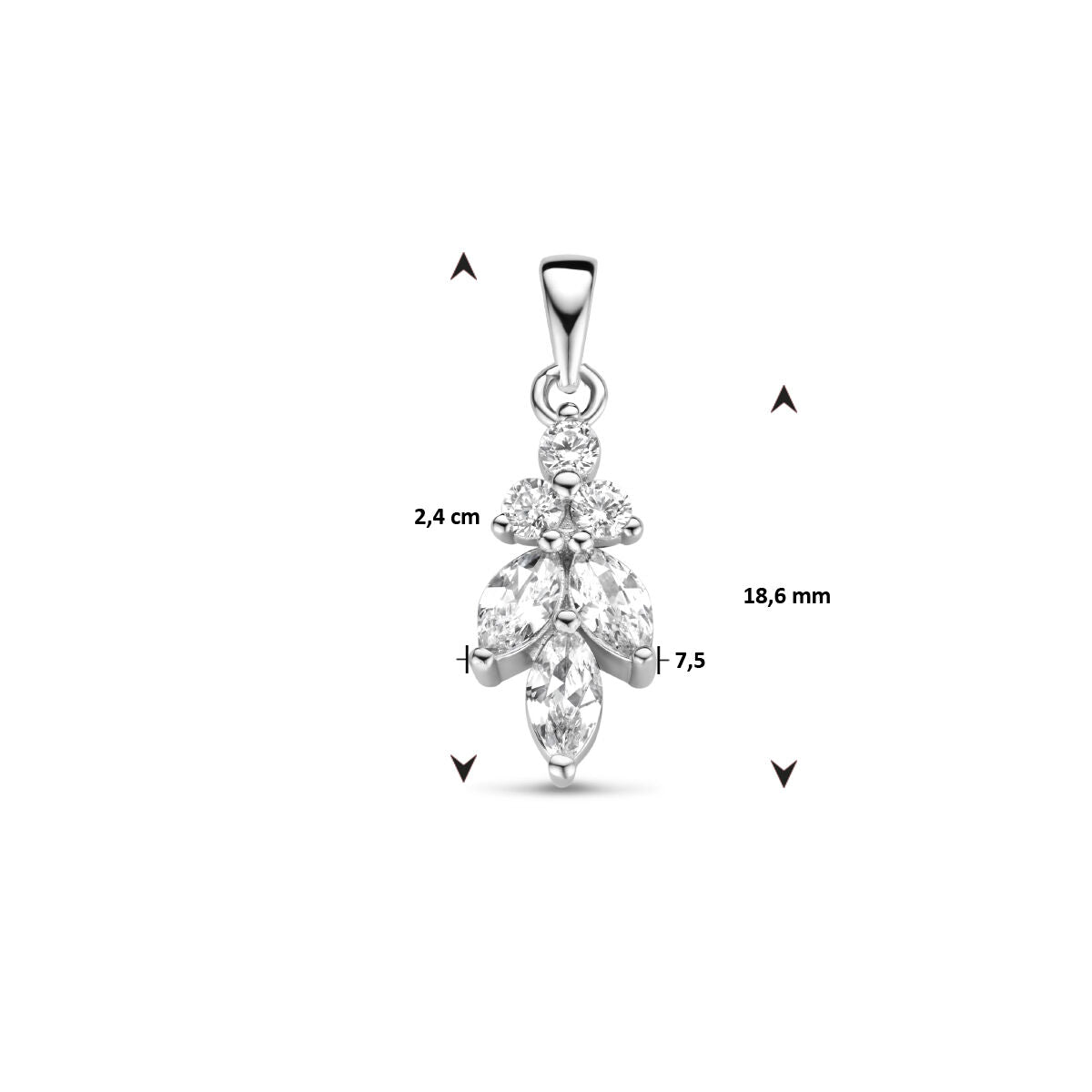 zilver gerhodineerd hanger zirkonia 1334778 - PansiteNederland.nl