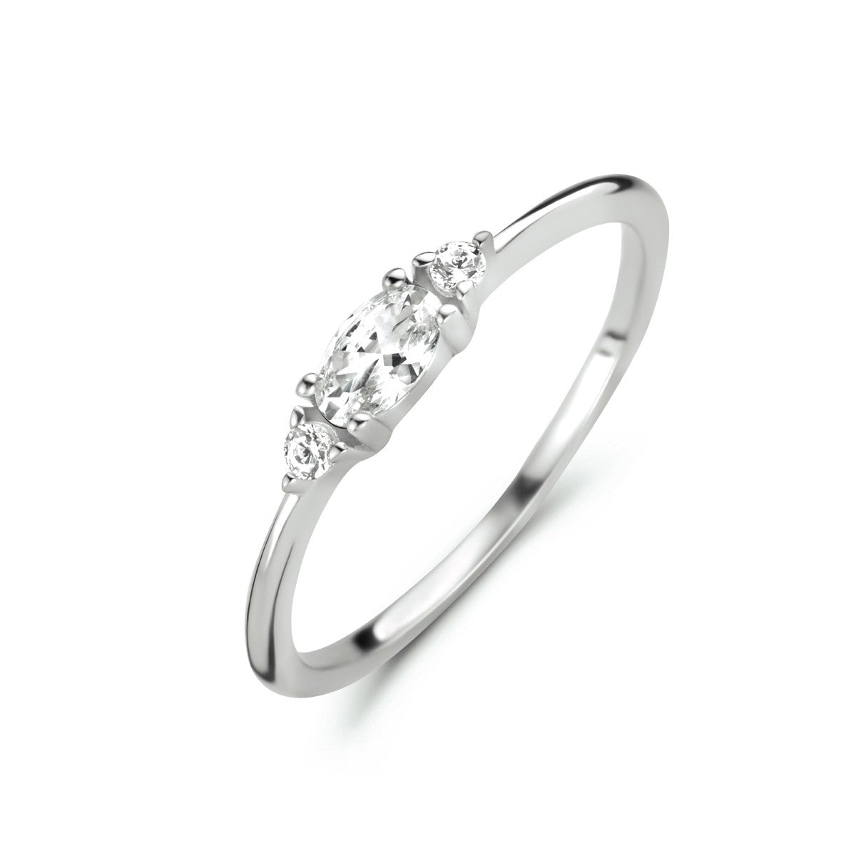Gerhodineerd Zilver Ring Trilogie Met Zirkonia 1334786 - PansiteNederland.nl
