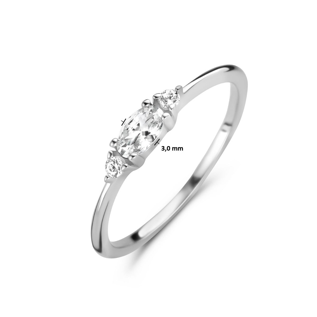 Gerhodineerd Zilver Ring Trilogie Met Zirkonia 1334786 - PansiteNederland.nl