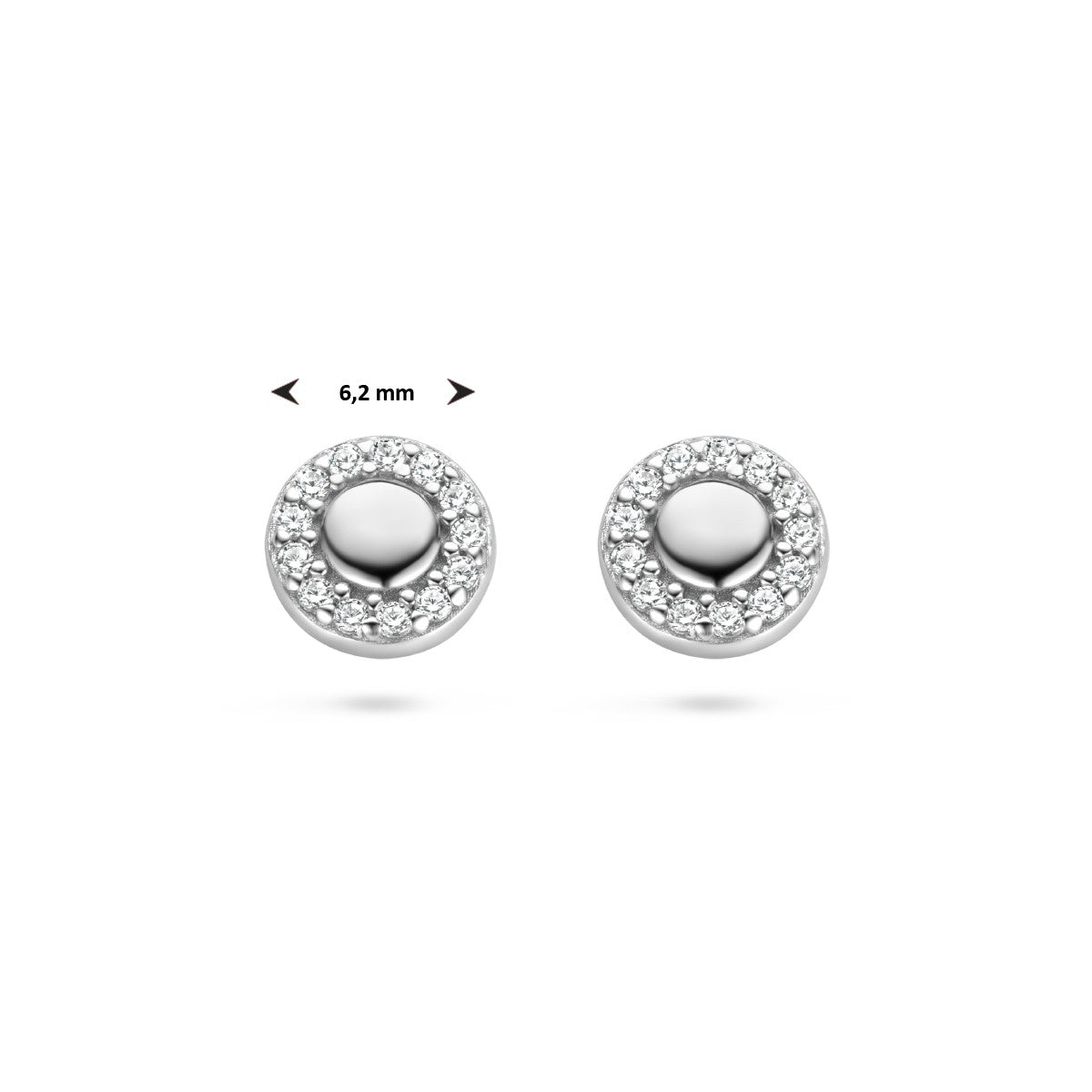 Zilver Gerhodineerd Oorknoppen Rondje Zirkonia 1334793 - PansiteNederland.nl