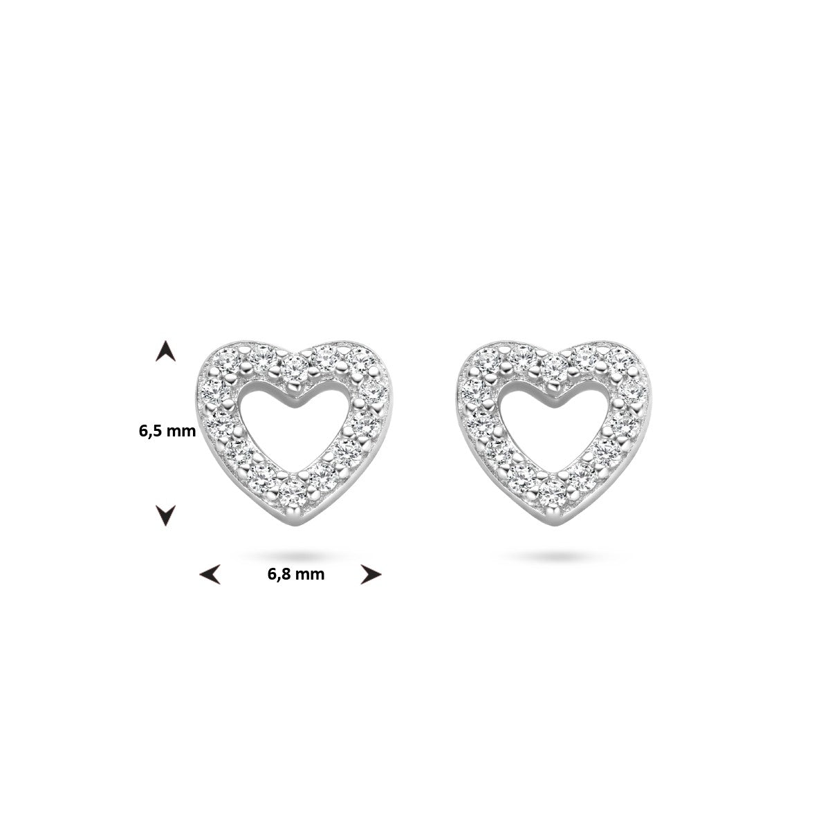 Zilver Gerhodineerd Oorknoppen Hartje Zirkonia 1334794 - PansiteNederland.nl