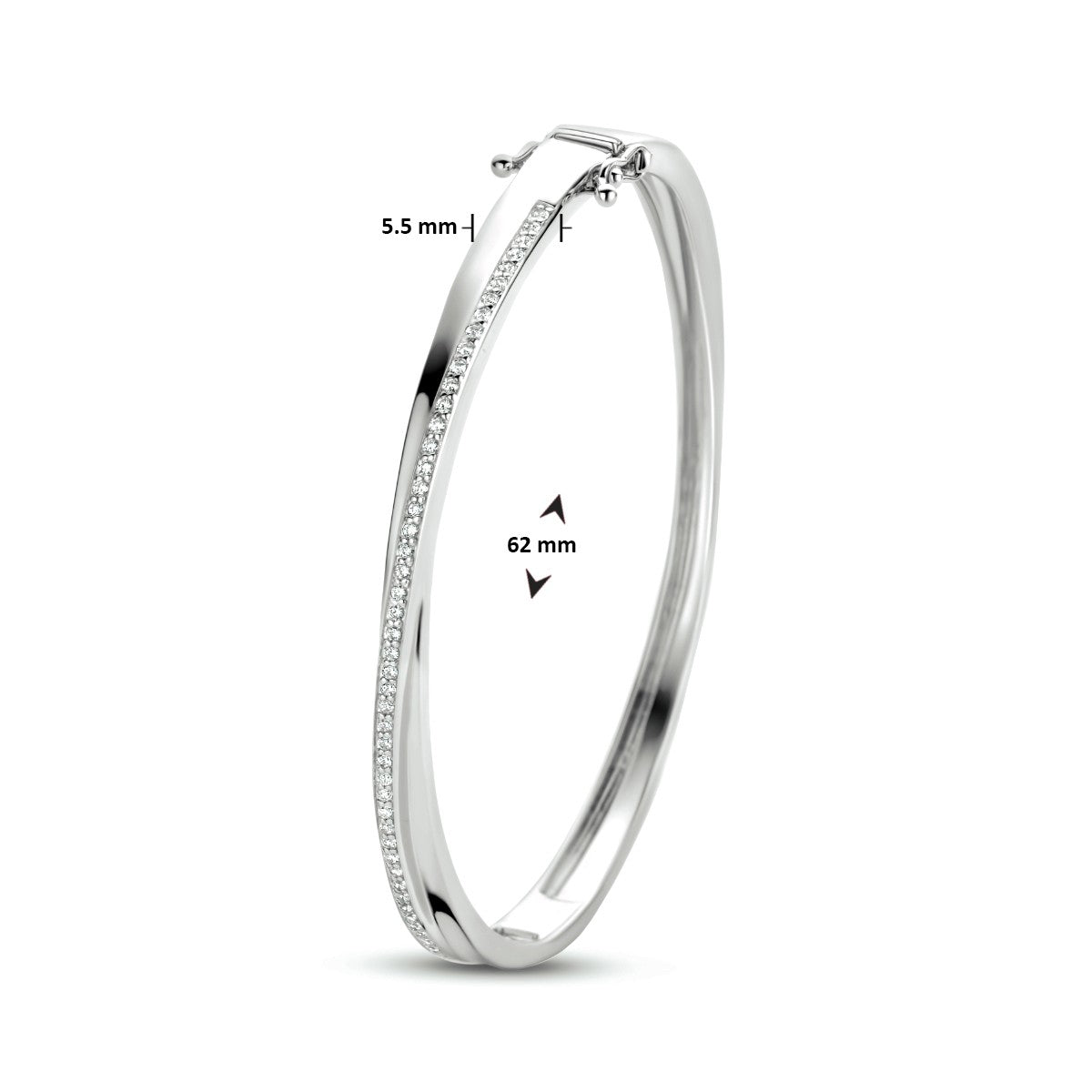 Zilver Gerhodineerd Bangle Zirkonia 5,5 X 62 Mm 1334809 - PansiteNederland.nl