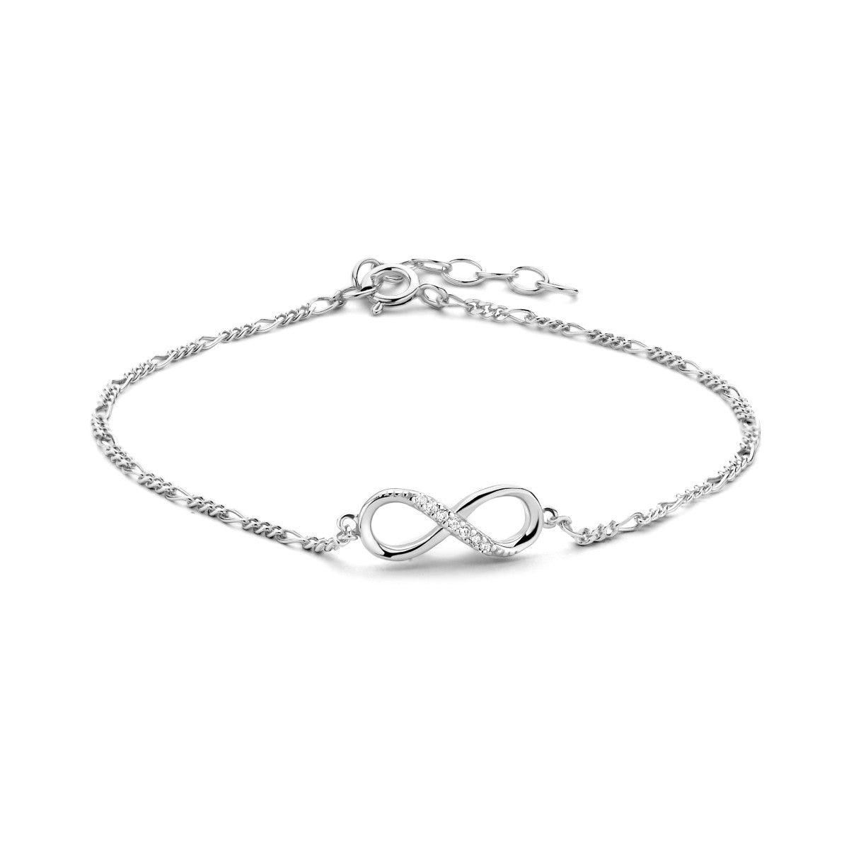 Zilver Gerhodineerd Armband Infinity Zirkonia 15,5 + 2,5 Cm 1334812 - PansiteNederland.nl