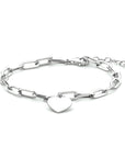 Zilver Gerhodineerd Armband Hart Paperclip Platte Buis 16 + 3 Cm 1334823