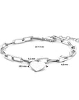 Zilver Gerhodineerd Armband Hart Paperclip Platte Buis 16 + 3 Cm 1334823