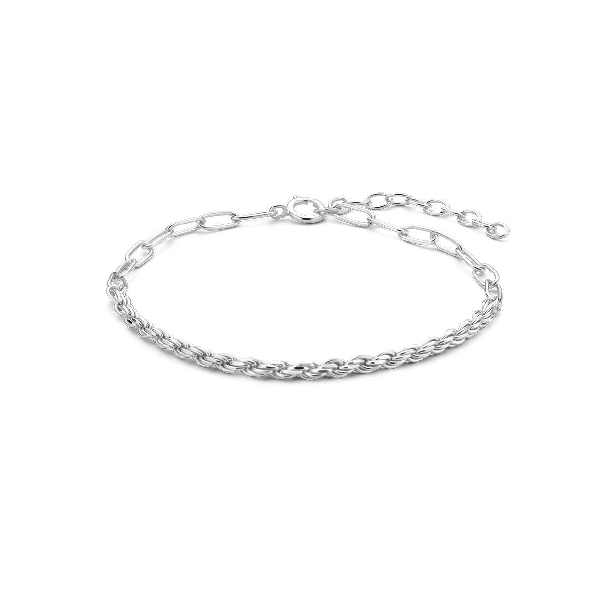 Zilver Gerhodineerd Armband Paperclip En Koord 2,8 Mm 16 + 3 Cm 1334824 - PansiteNederland.nl