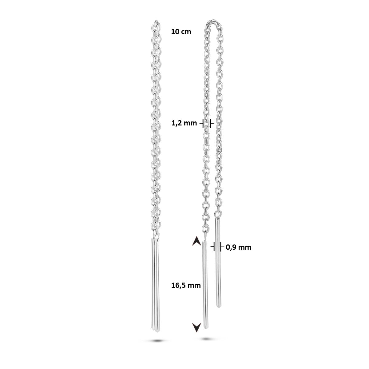 Zilver Gerhodineerd Doortrekoorbellen Balkje 1334841 - PansiteNederland.nl