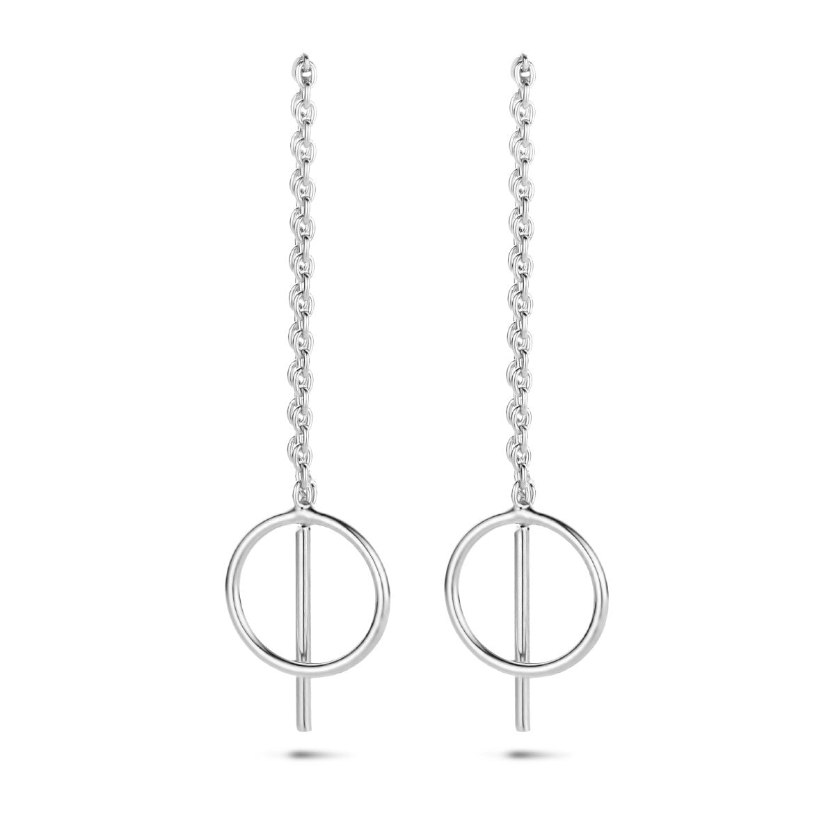 Zilver Gerhodineerd Doortrekoorbellen Rondje 1334843 - PansiteNederland.nl