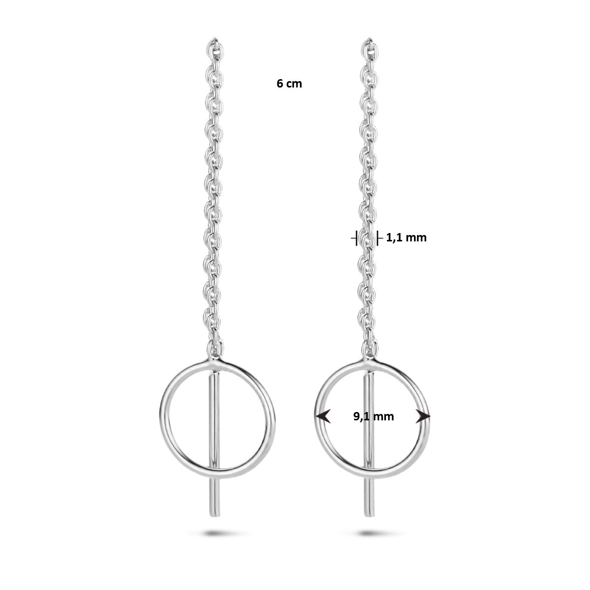 Zilver Gerhodineerd Doortrekoorbellen Rondje 1334843 - PansiteNederland.nl