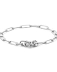 Zilver Gerhodineerd Armband Paperclip Platte Buis 3,8 Mm 17 Cm Met Groot Springslot 1334883