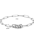 Zilver Gerhodineerd Armband Paperclip Platte Buis 3,8 Mm 17 Cm Met Groot Springslot 1334883