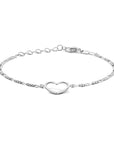 Zilver Gerhodineerd armband hartje 16 + 3 cm 1334892