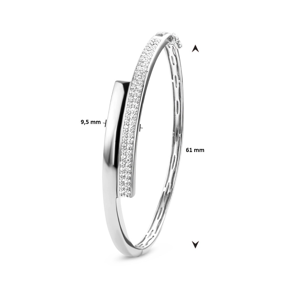 Zilver Gerhodineerd Bangle Zirkonia 9,5 X 61 Mm 1334906 - PansiteNederland.nl