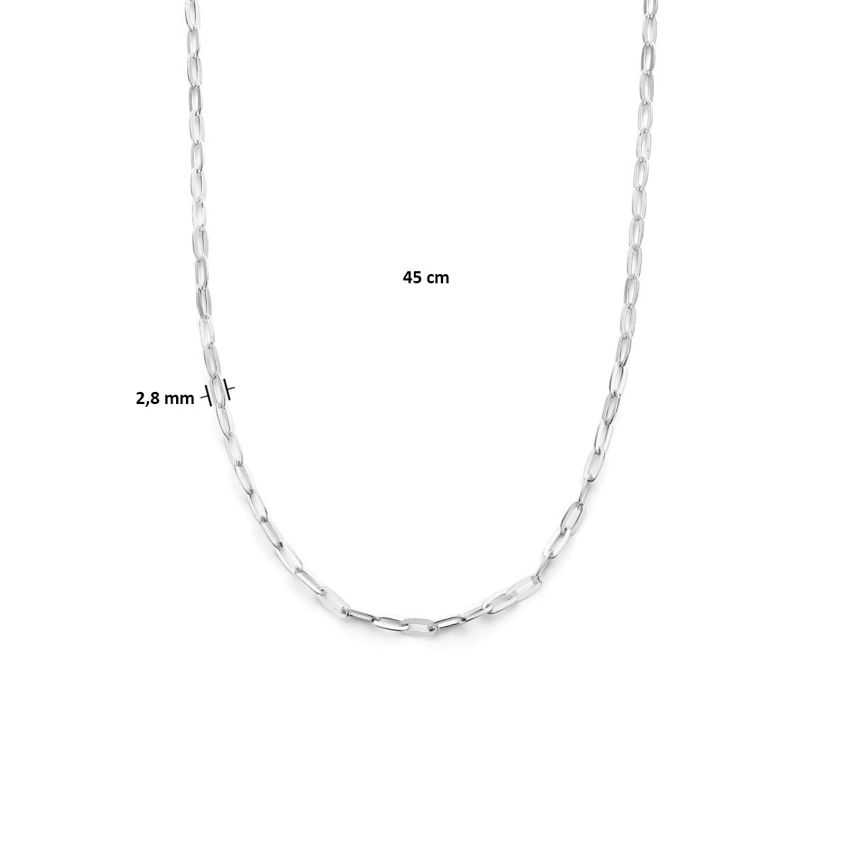 Zilveren ketting paperclip platte buis 2.5 mm zilver gerhodineerd 1334981 - PansiteNederland.nl
