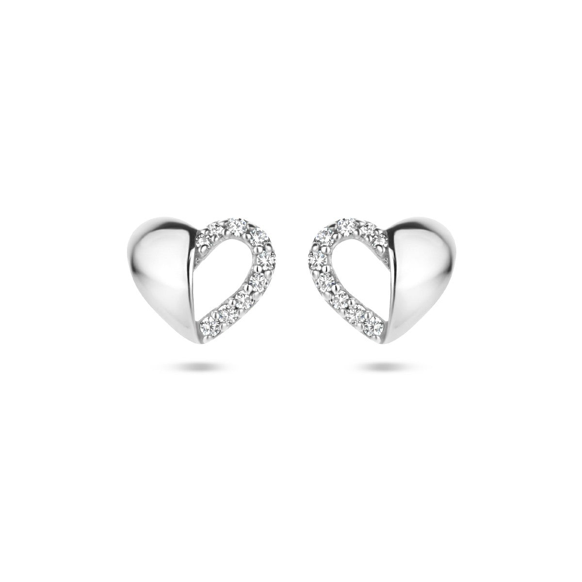Zilver Gerhodineerd Oorknoppen Hart Zirkonia 1335073 - PansiteNederland.nl