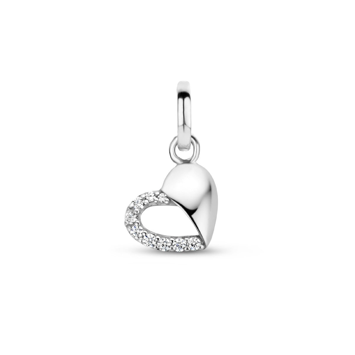zilver gerhodineerd hanger hart zirkonia 1335074 - PansiteNederland.nl