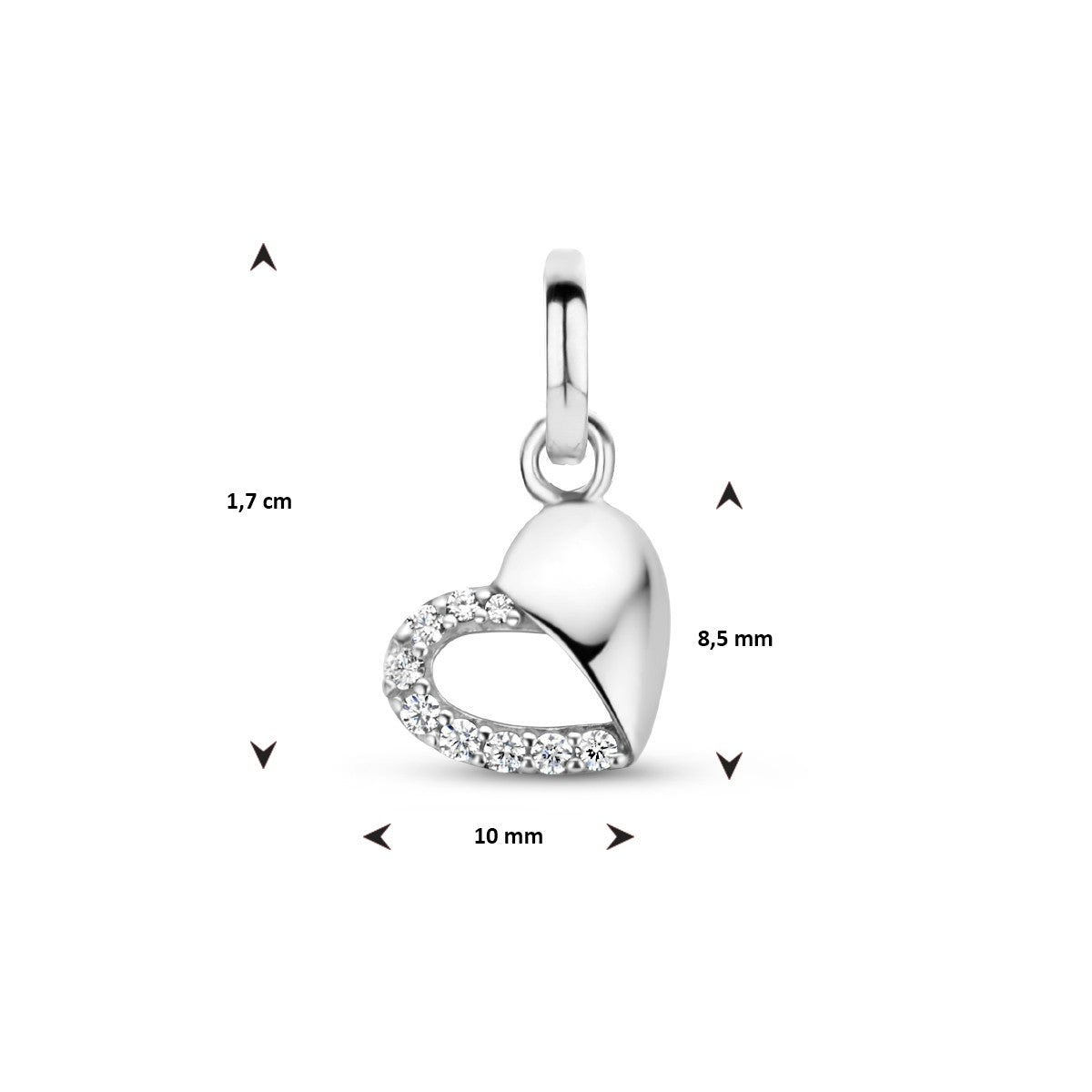 zilver gerhodineerd hanger hart zirkonia 1335074 - PansiteNederland.nl