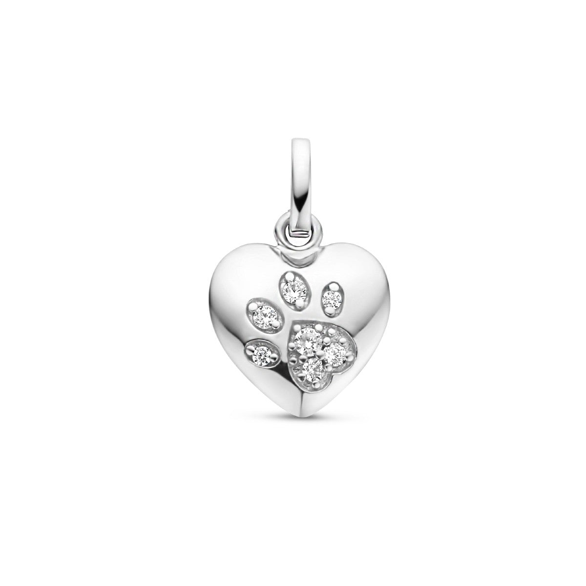 zilver gerhodineerd hanger hart en hondenpoot zirkonia 1335075 - PansiteNederland.nl