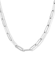 zilver gerhodineerd collier paperclip vierkante buis 3,0 mm 41 + 4 cm 1335081