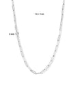 zilver gerhodineerd collier paperclip vierkante buis 3,0 mm 41 + 4 cm 1335081
