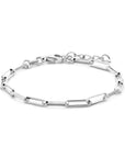 Zilver Gerhodineerd Armband Paperclip Vierkante Buis 3,0 Mm 15,5 + 2,5 Cm 1335082 - PansiteNederland.nl