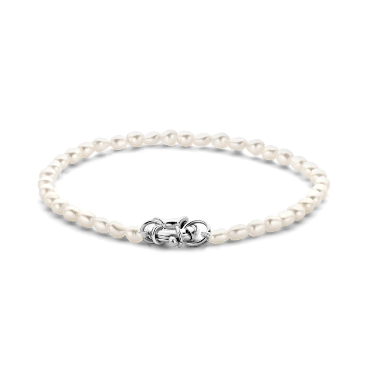 Zilver Gerhodineerd Armband Parel 3,8 Mm 18,5 Cm Met Groot Springslot 1335083 - PansiteNederland.nl