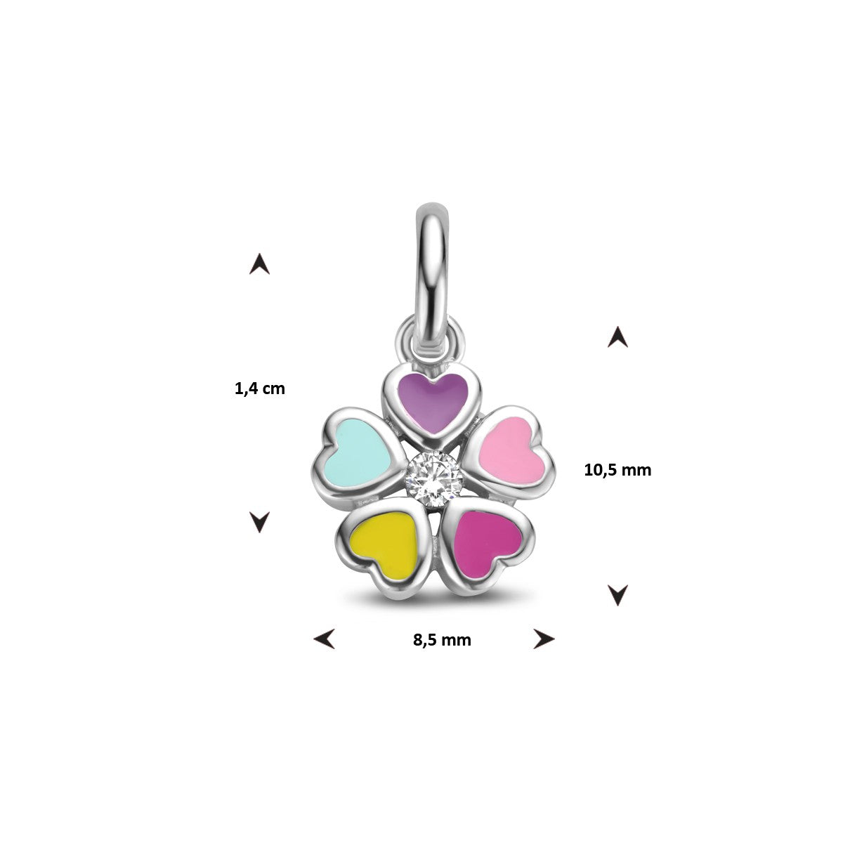 zilver gerhodineerd hanger bloem zirkonia 1335283 - PansiteNederland.nl