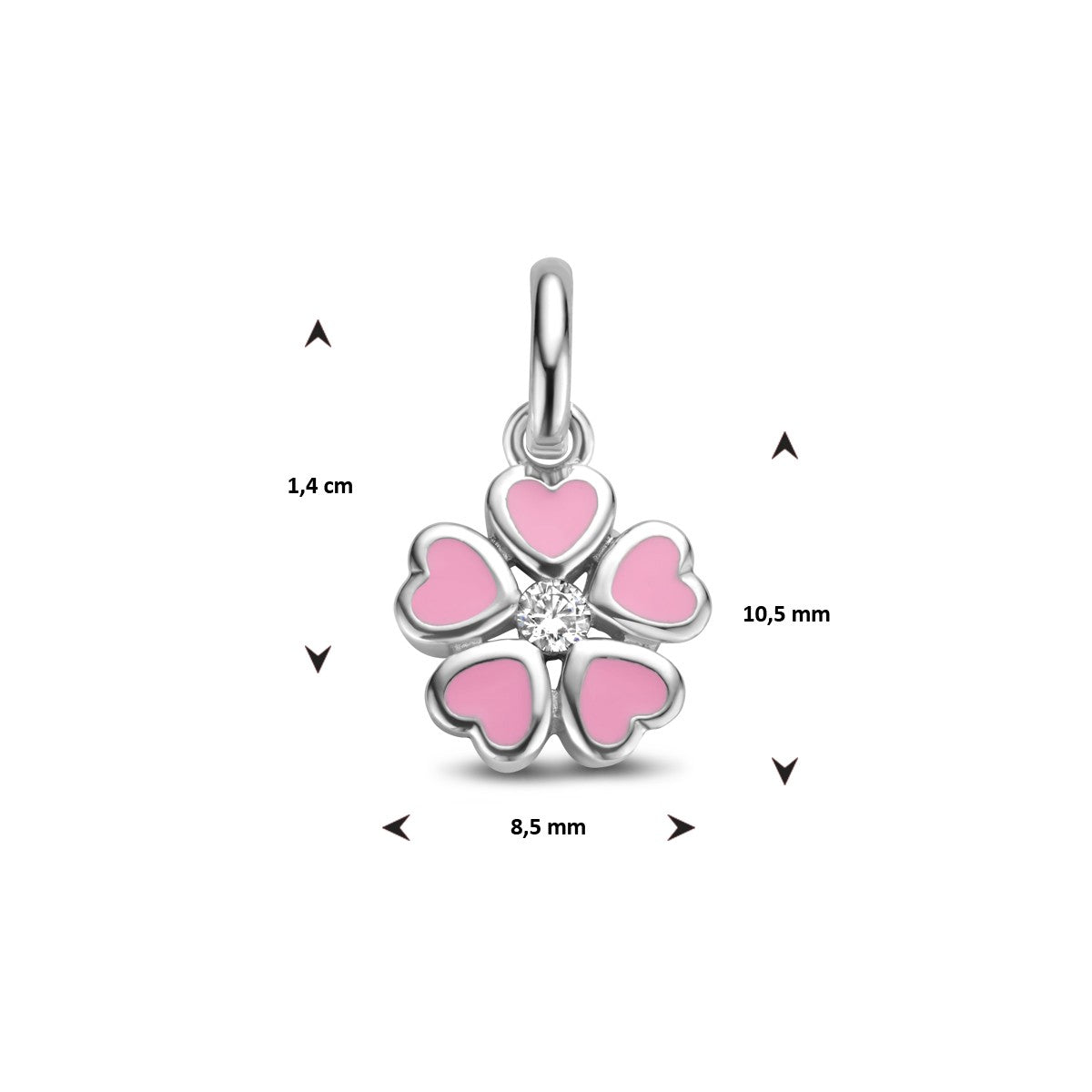 zilver gerhodineerd hanger bloem zirkonia 1335285 - PansiteNederland.nl