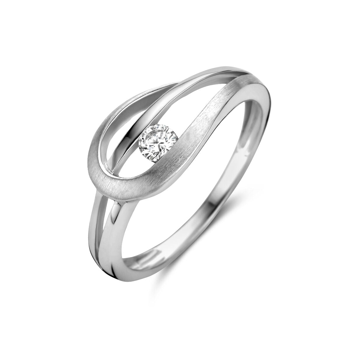 Gerhodineerd Zilver Ring Met Zirkonia Poli/Mat 1335316 - PansiteNederland.nl