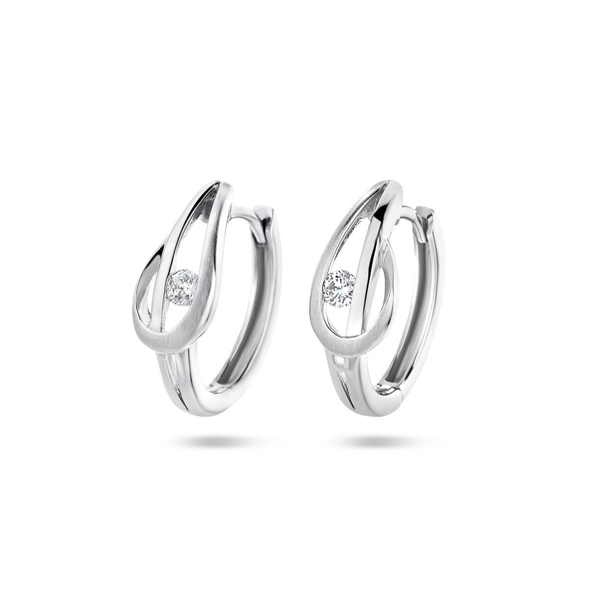 Zilver Gerhodineerd Klapoorringen Zirkonia Poli/Mat 1335321 - PansiteNederland.nl