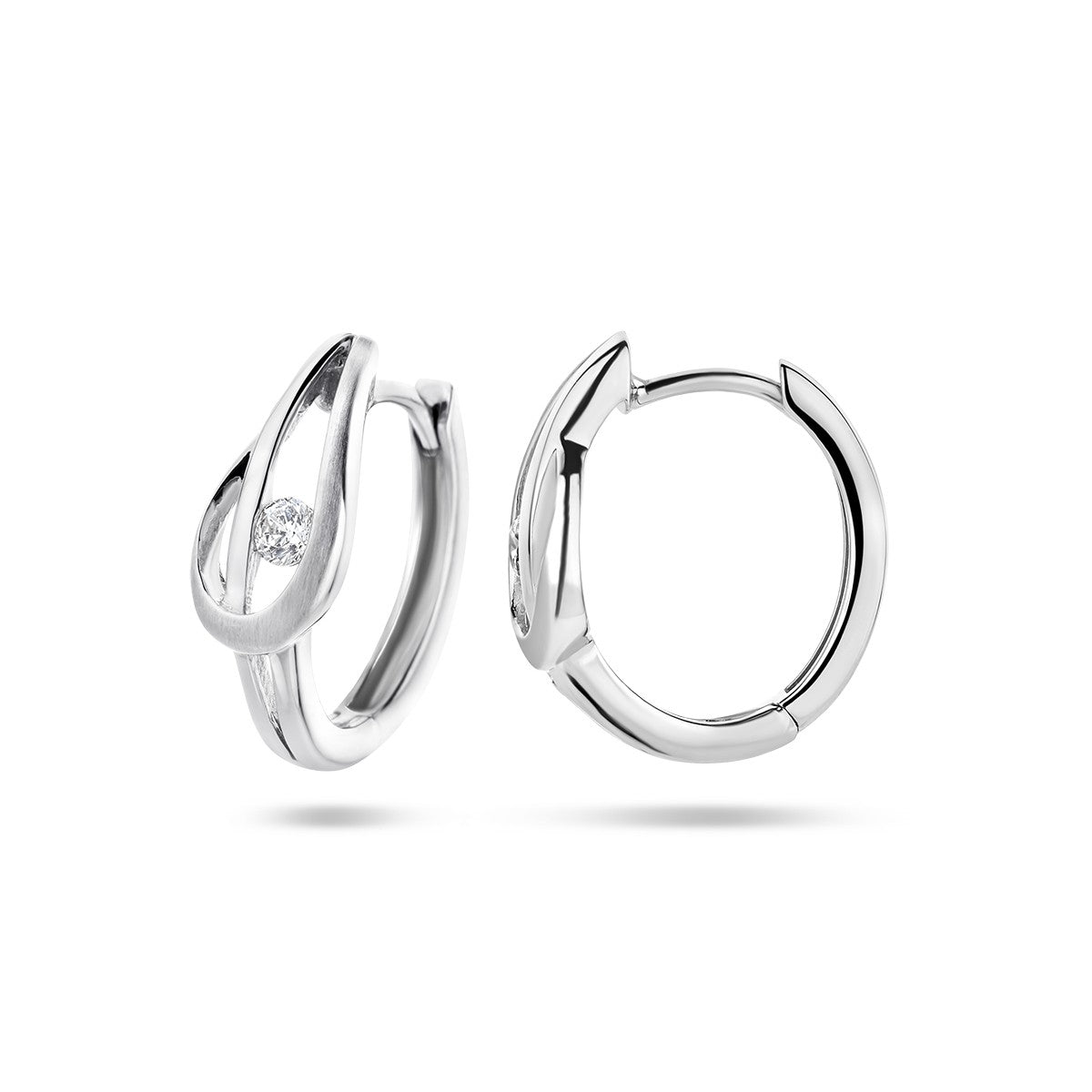 Zilver Gerhodineerd Klapoorringen Zirkonia Poli/Mat 1335321 - PansiteNederland.nl