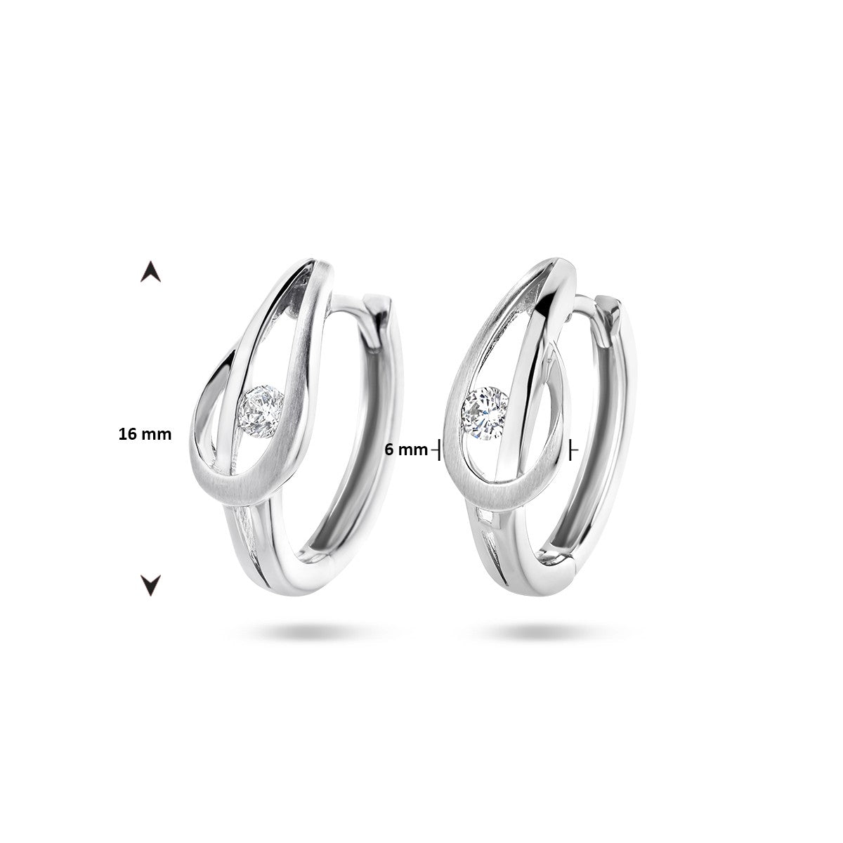 Zilver Gerhodineerd Klapoorringen Zirkonia Poli/Mat 1335321 - PansiteNederland.nl