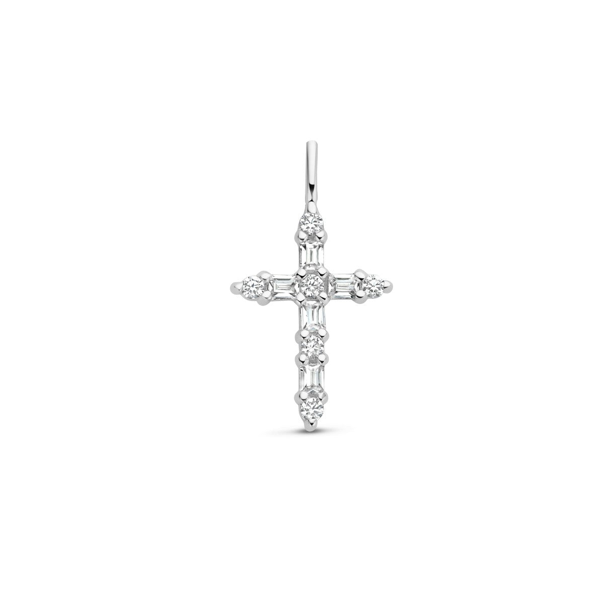 zilver gerhodineerd hanger kruis zirkonia 1335340 - PansiteNederland.nl