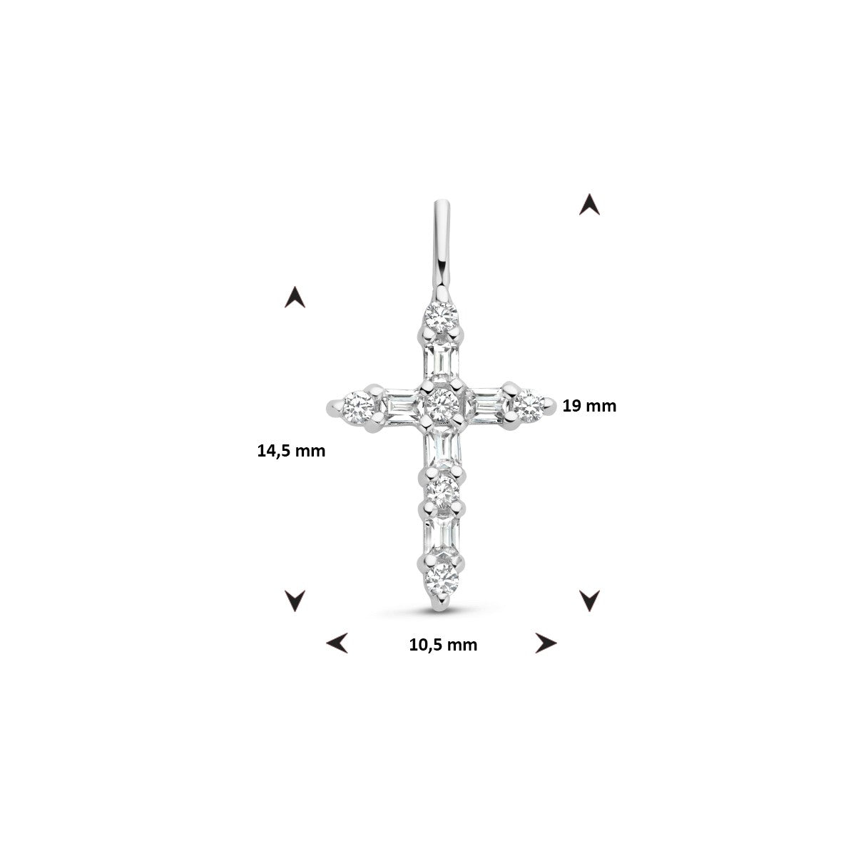 zilver gerhodineerd hanger kruis zirkonia 1335340 - PansiteNederland.nl