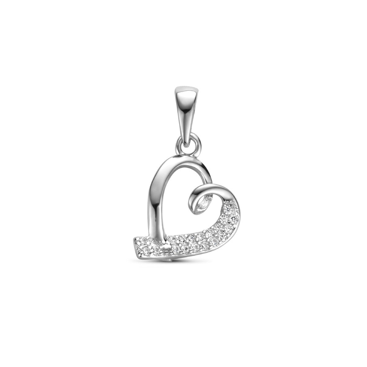 zilver gerhodineerd hanger hart zirkonia 1335351 - PansiteNederland.nl