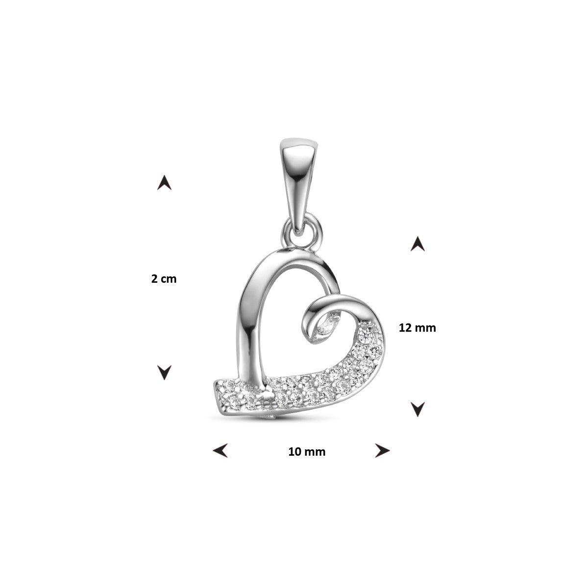 zilver gerhodineerd hanger hart zirkonia 1335351 - PansiteNederland.nl