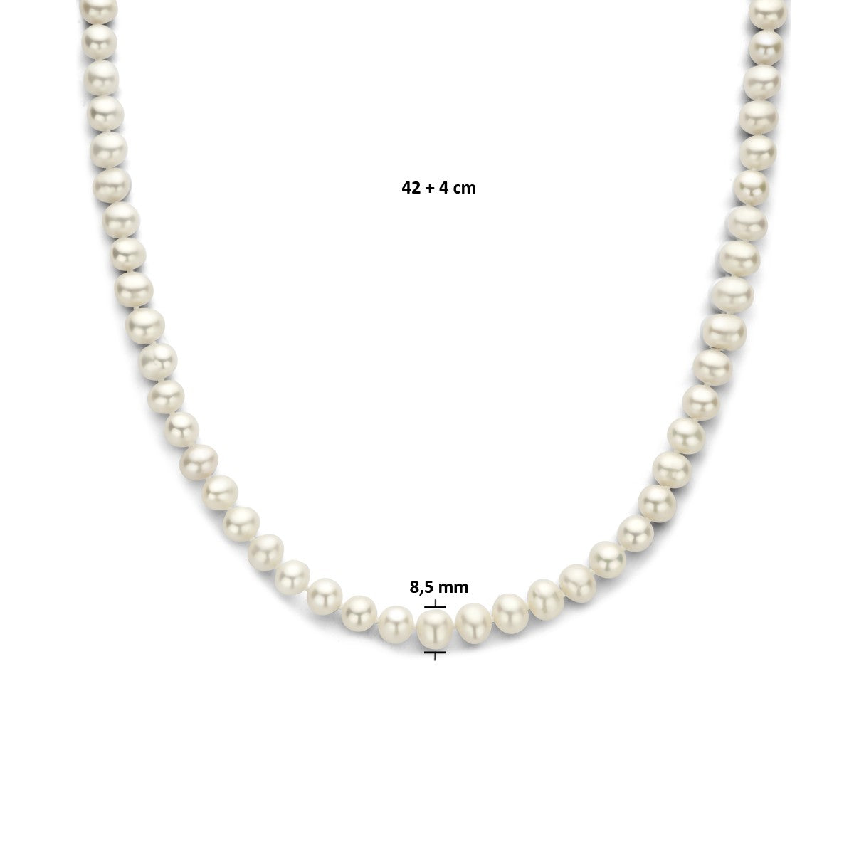 Zilver Gerhodineerd Collier Parels 8,5 mm 1335356 - PansiteNederland.nl