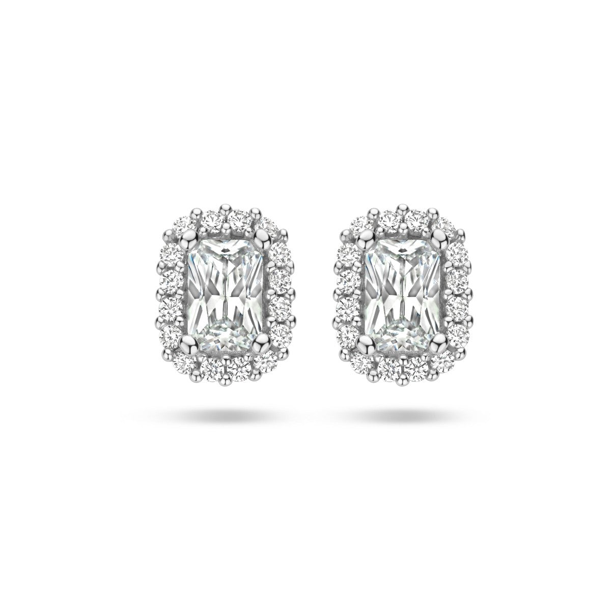 Zilver Gerhodineerd Oorknoppen Zirkonia Halo 1335363 - PansiteNederland.nl