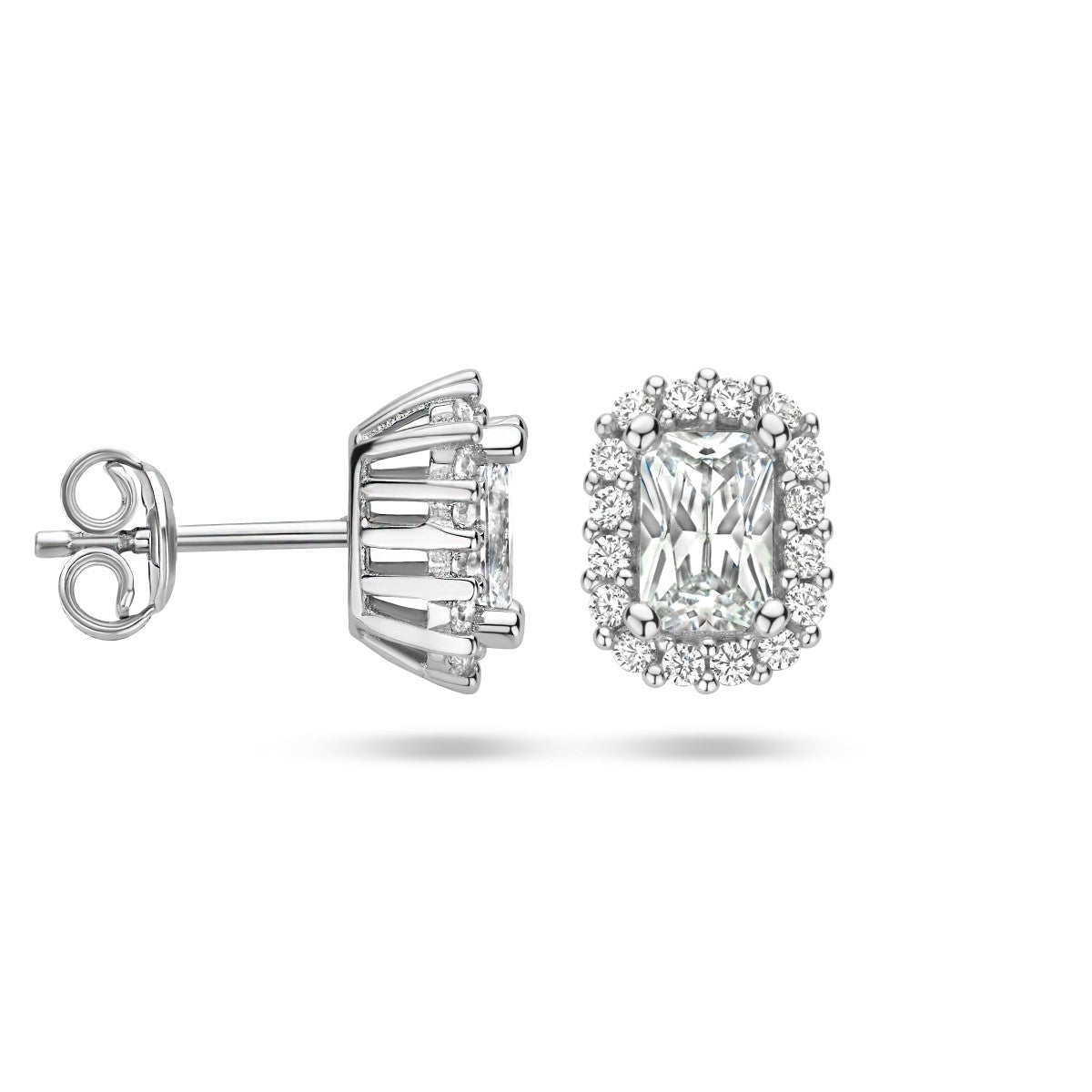 Zilver Gerhodineerd Oorknoppen Zirkonia Halo 1335363 - PansiteNederland.nl