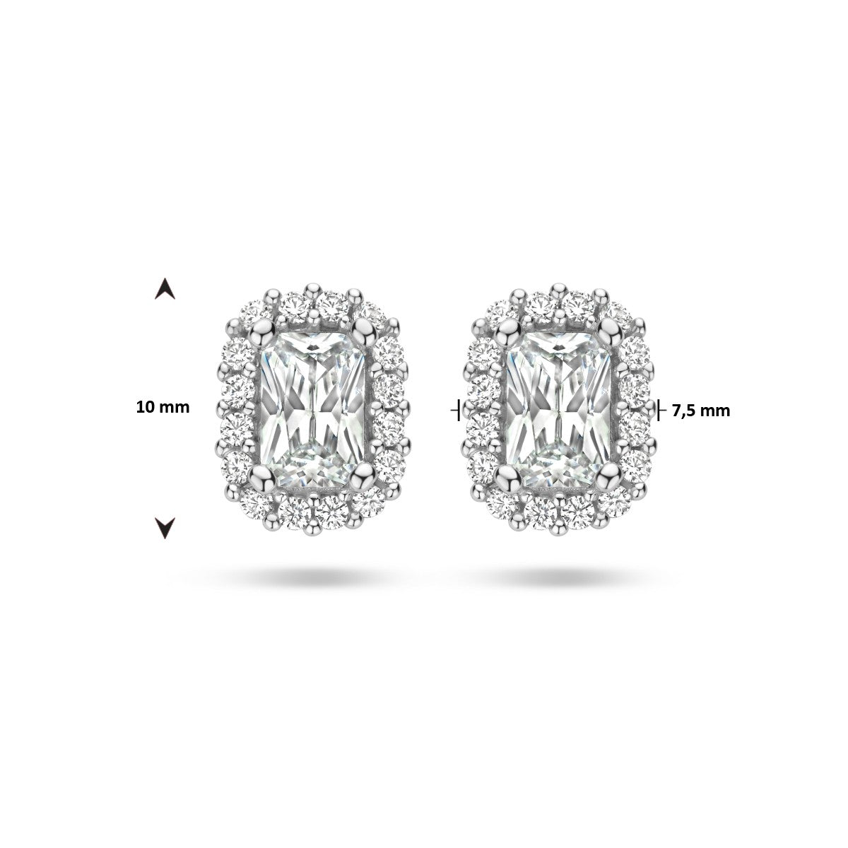 Zilver Gerhodineerd Oorknoppen Zirkonia Halo 1335363 - PansiteNederland.nl