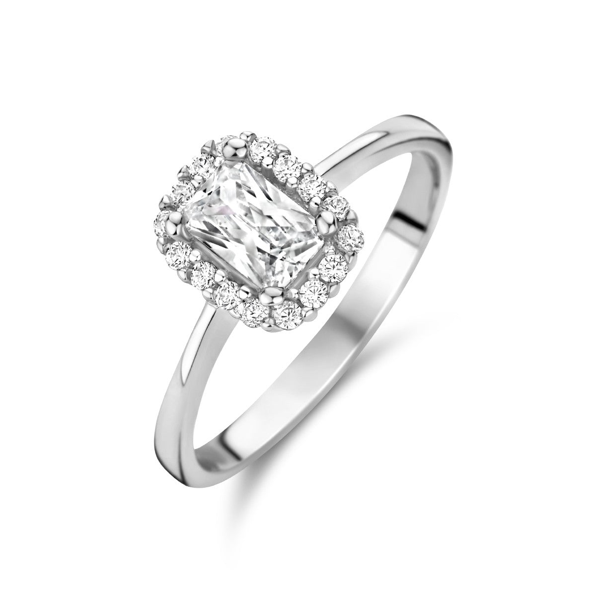 Gerhodineerd Zilver Ring Met Zirkonia Halo 1335365 - PansiteNederland.nl