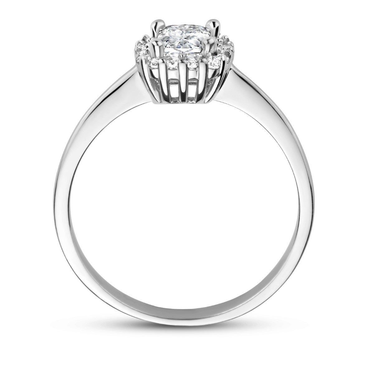 Gerhodineerd Zilver Ring Met Zirkonia Halo 1335365 - PansiteNederland.nl