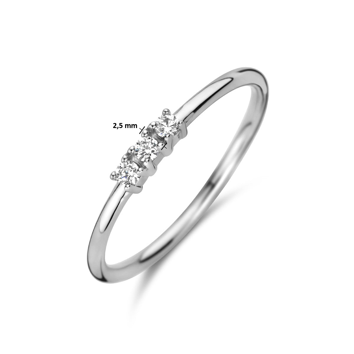 Gerhodineerd Zilver Ring Trilogie Met Zirkonia 1335393 - PansiteNederland.nl
