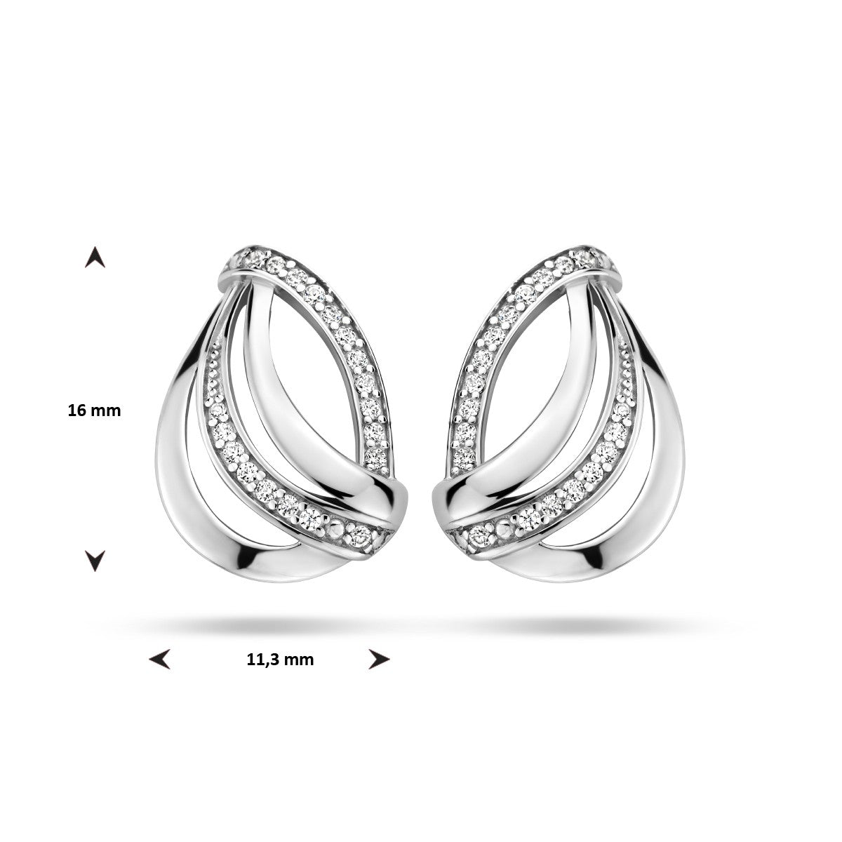 Zilver Gerhodineerd Oorknoppen Zirkonia 1335412 - PansiteNederland.nl