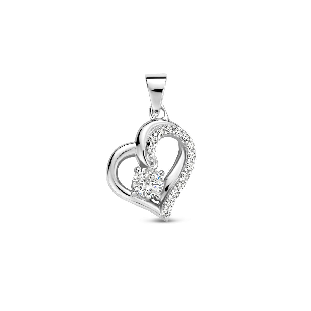 zilver gerhodineerd hanger hart zirkonia 1335415 - PansiteNederland.nl