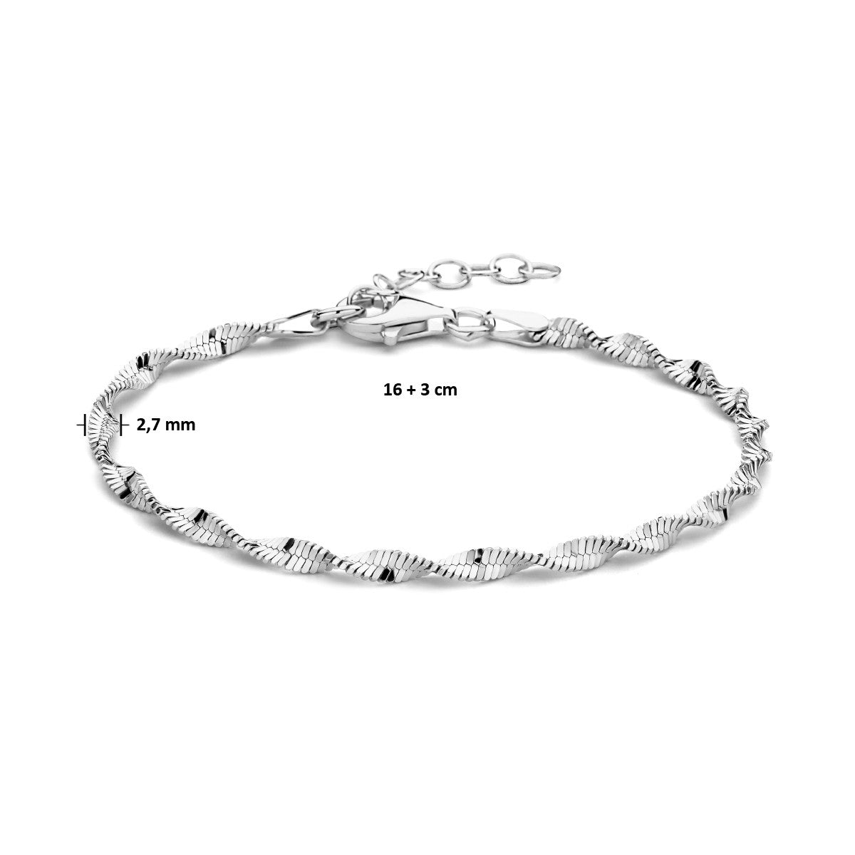 Zilver Gerhodineerd Armband 2,7 Mm 16 + 3 Cm 1335430 - PansiteNederland.nl