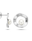 Zilver Gerhodineerd Oorknoppen Rondje Parel Gescratcht 1335444 - PansiteNederland.nl