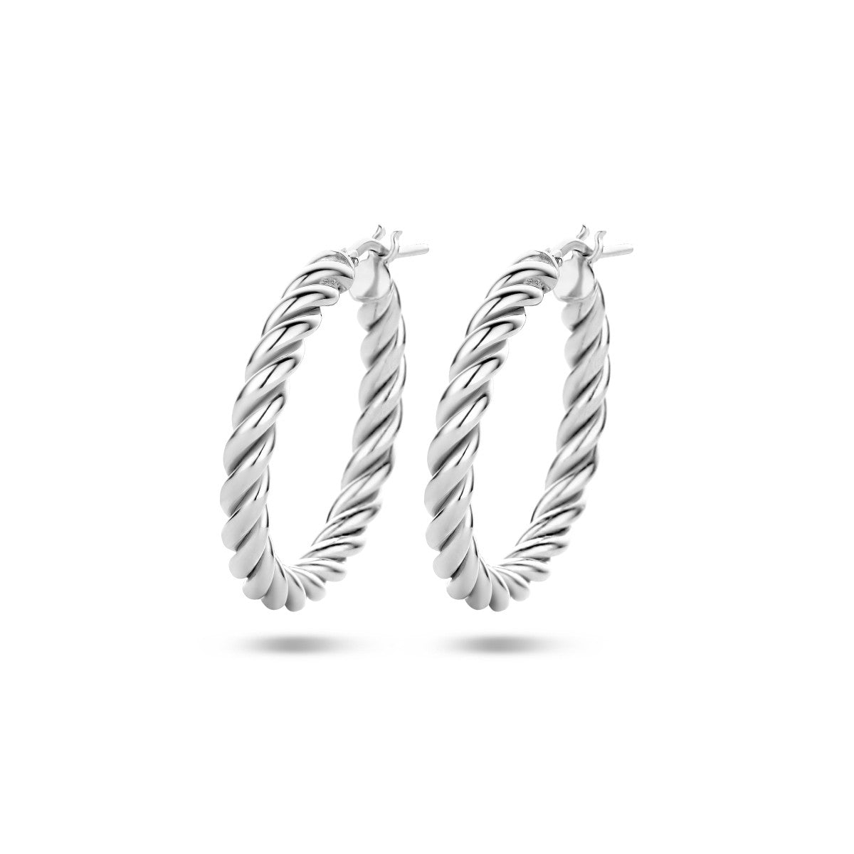 Zilver Gerhodineerd Oorringen Gedraaid 1335501 - PansiteNederland.nl